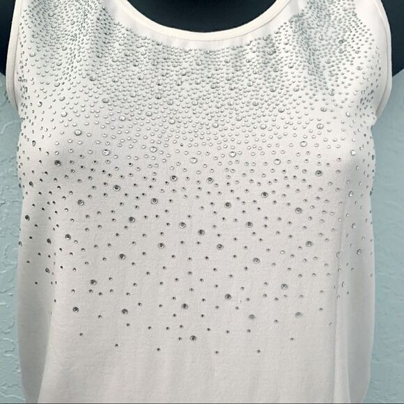 LC Couture White Rhinestone Embellished Tank Top Size Small - Picture 3 of 10